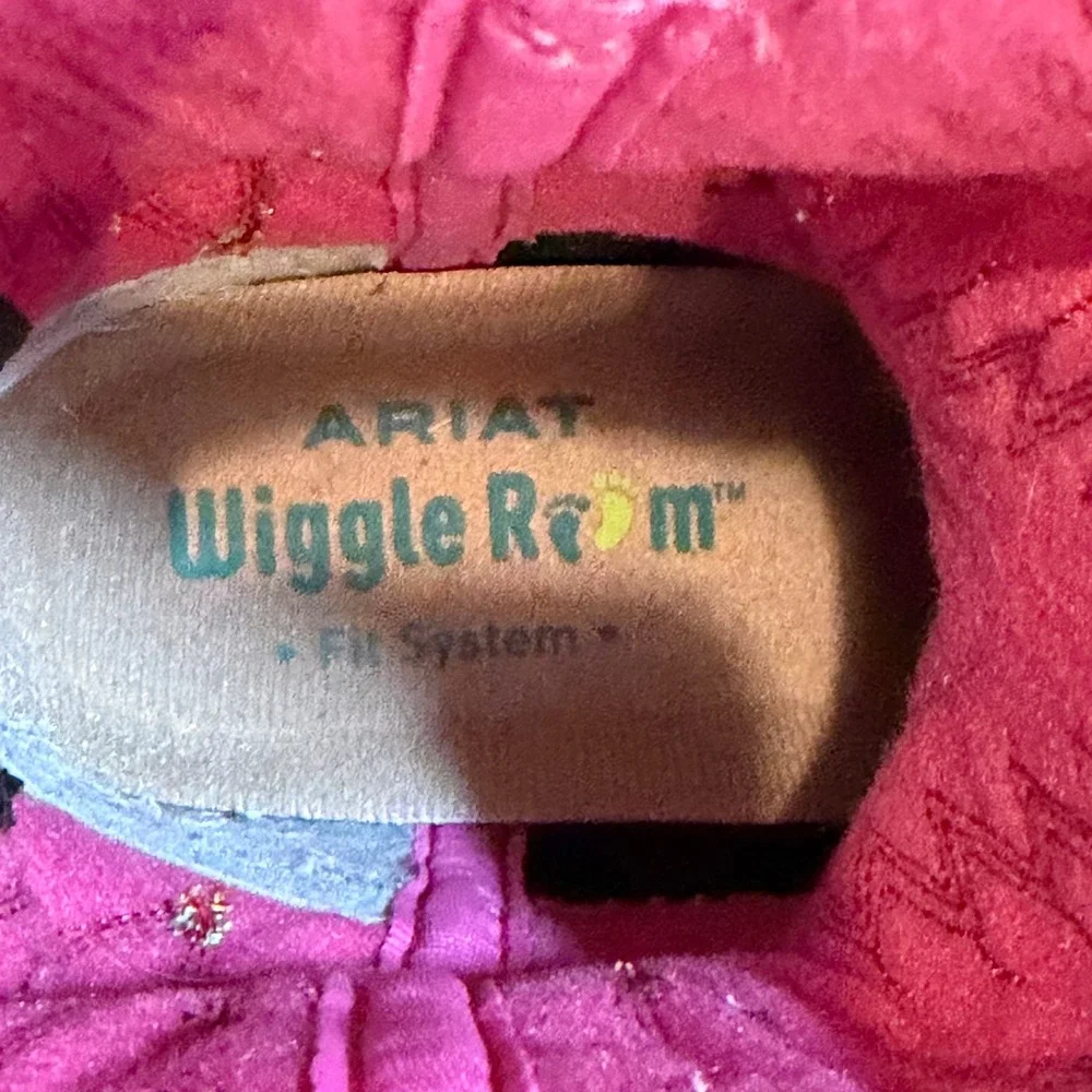 Ariat Kids Wiggle Room Western Boots Brown Leather Serape Pink US 13 10027382